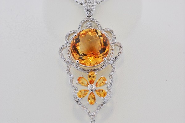 CITRINE diamond necklace 52